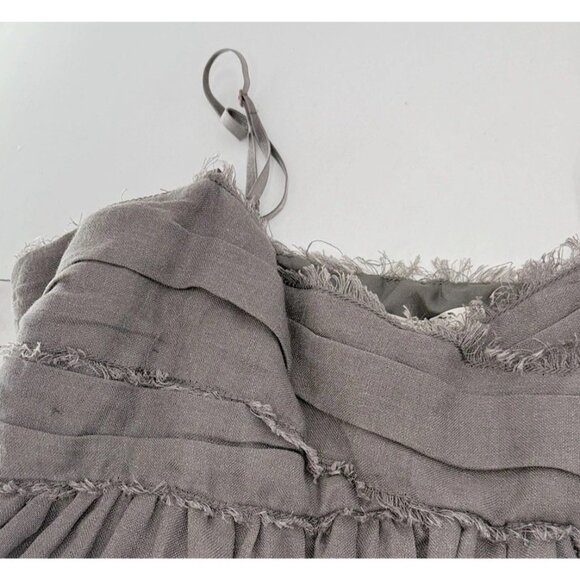 Max Studio Linen Nylon Blend Babydoll Dress Sz L‎ Frayed Edge Boho Y2K Vibes - Picture 8 of 11